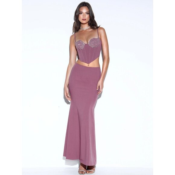 Miss Circle Delice Mauve Flare Maxi Skirt - Picture 1 of 10